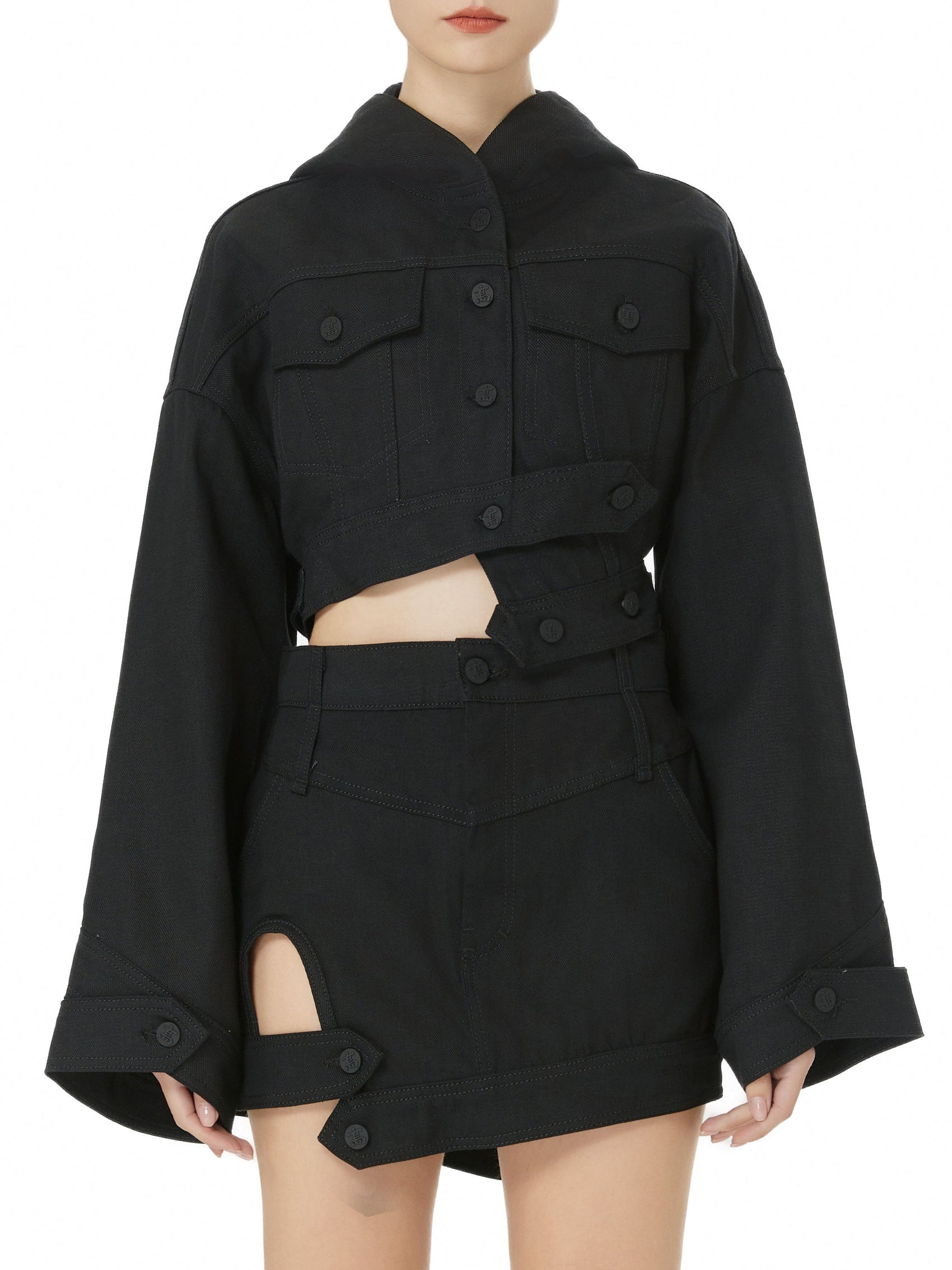 Black Denim Hoodie Jacket