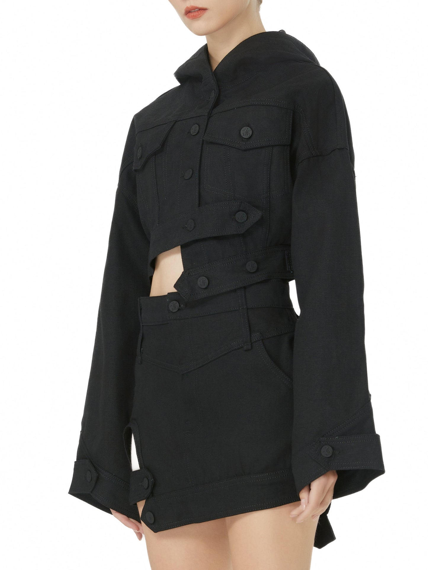 Black Denim Hoodie Jacket