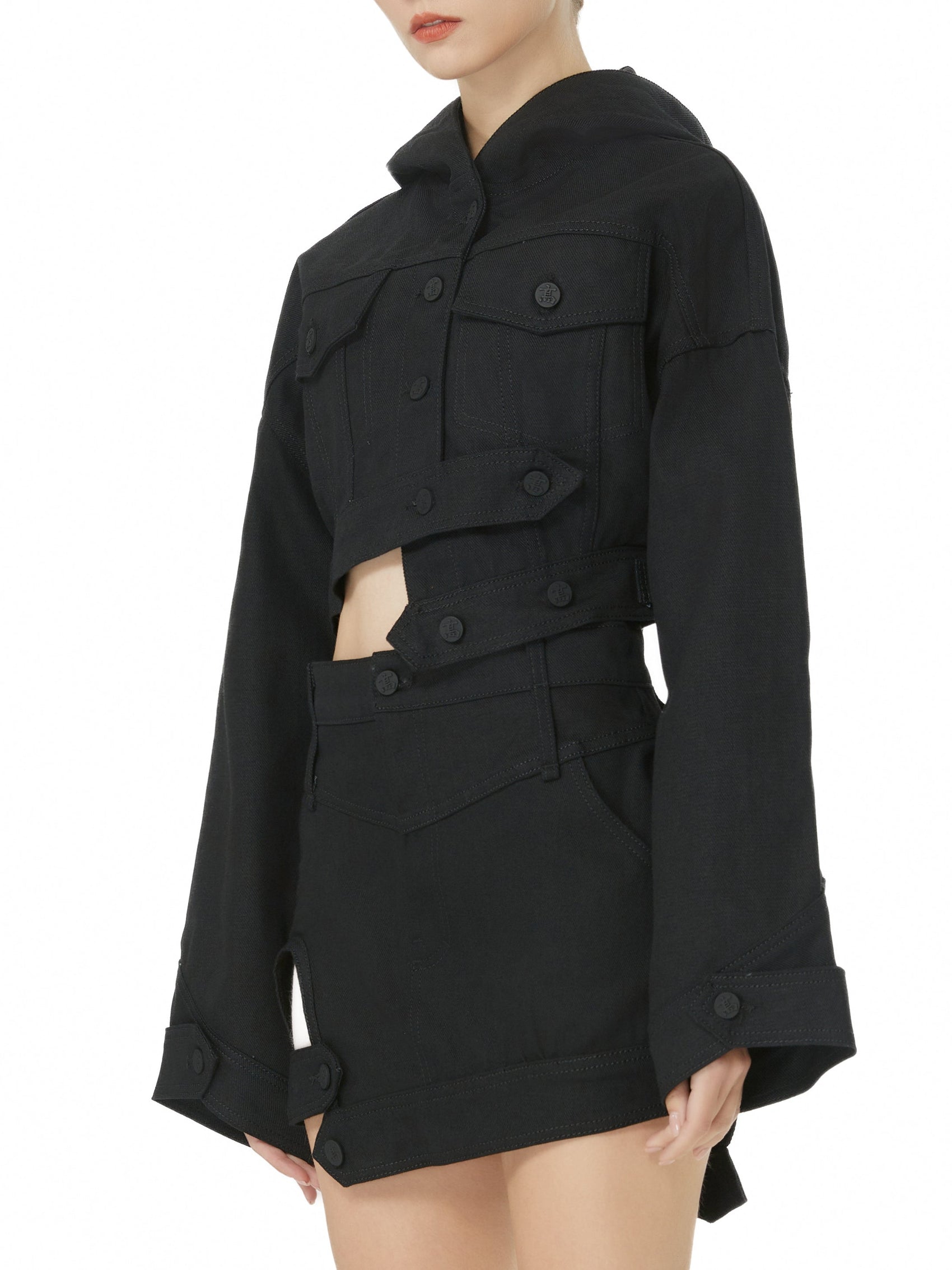 Black Denim Hoodie Jacket