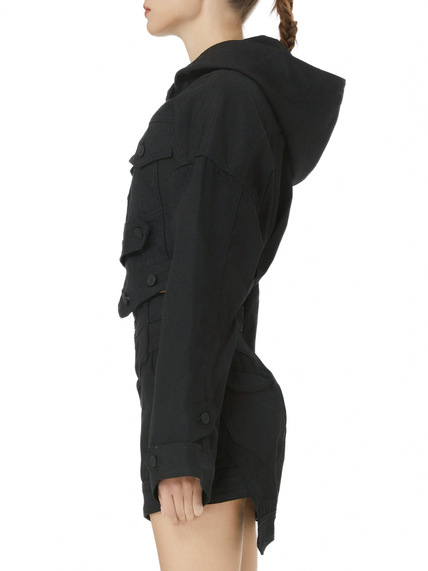 Black Denim Hoodie Jacket