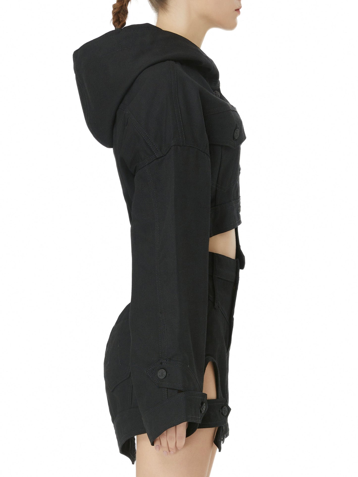 Black Denim Hoodie Jacket