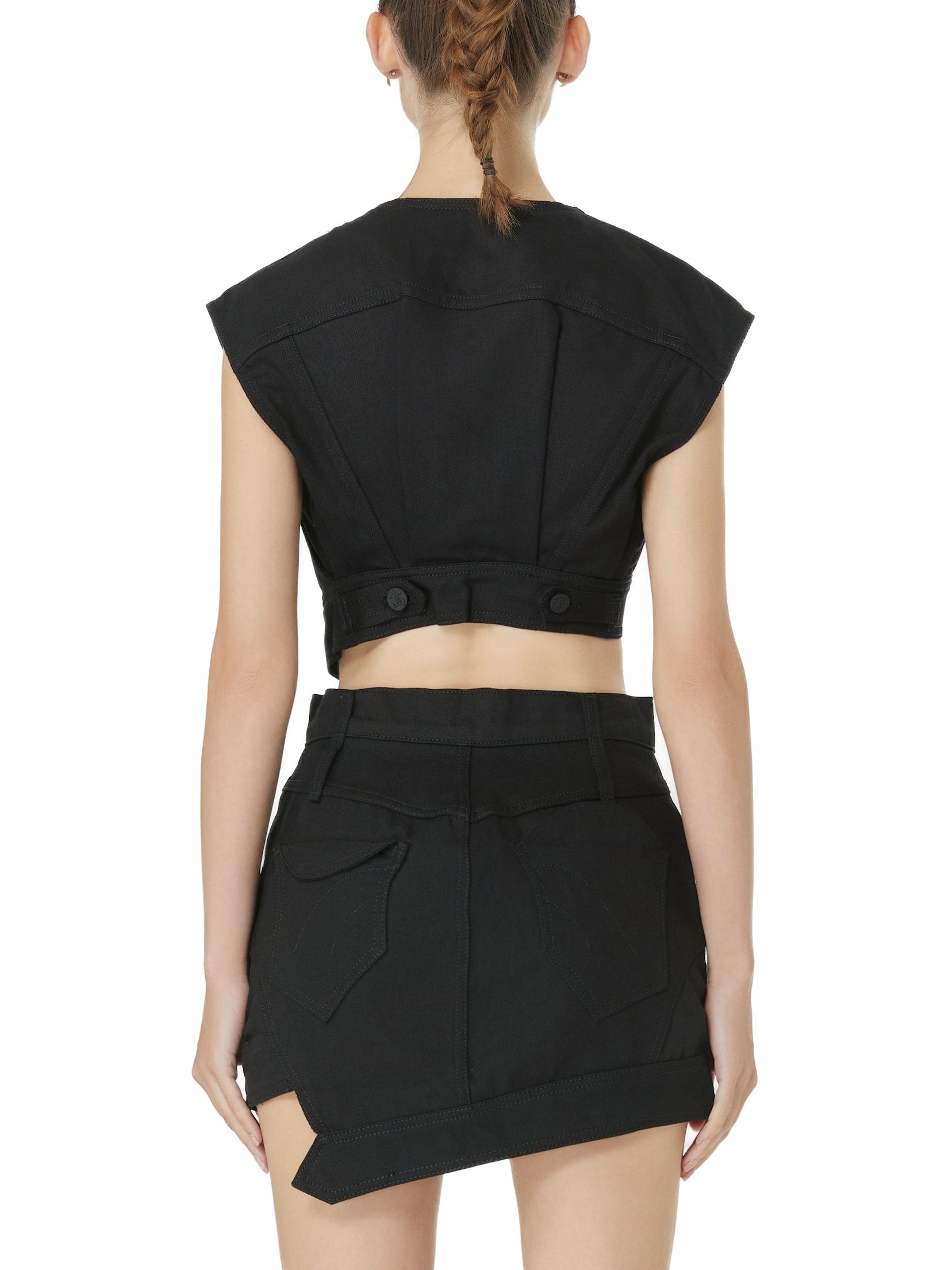 Black Denim Cropped Vest