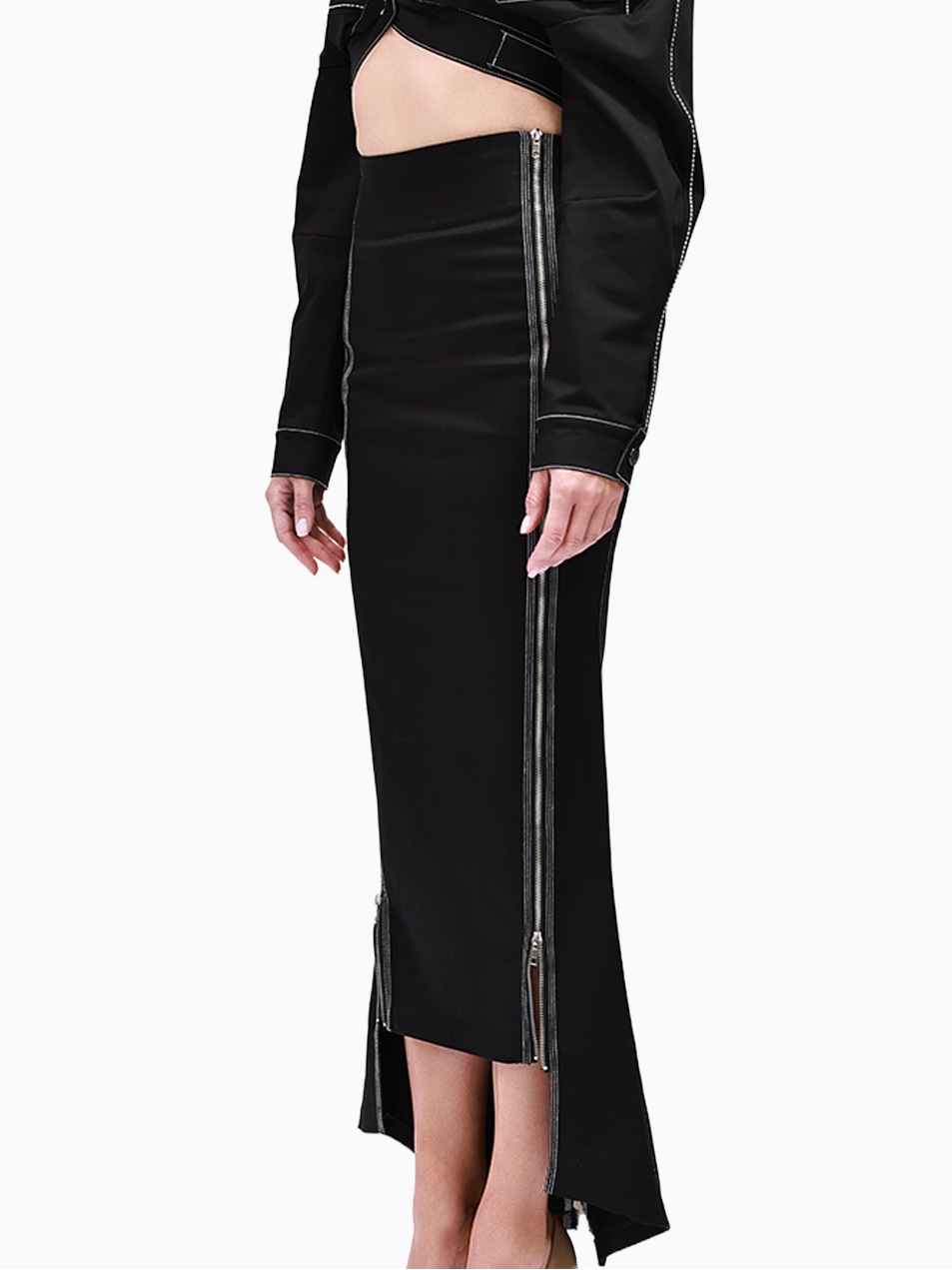 Long Zip Opera Skirt