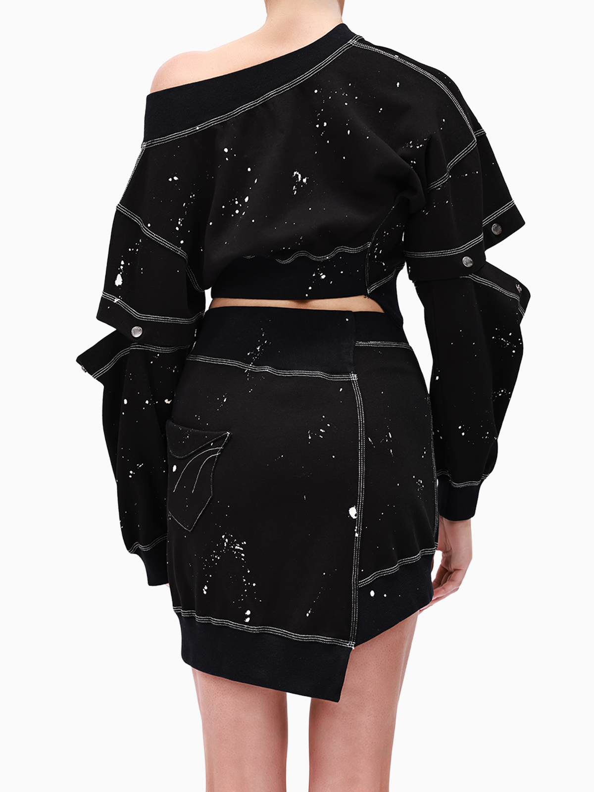 Cropped Snap Sleeve Sweatshirt