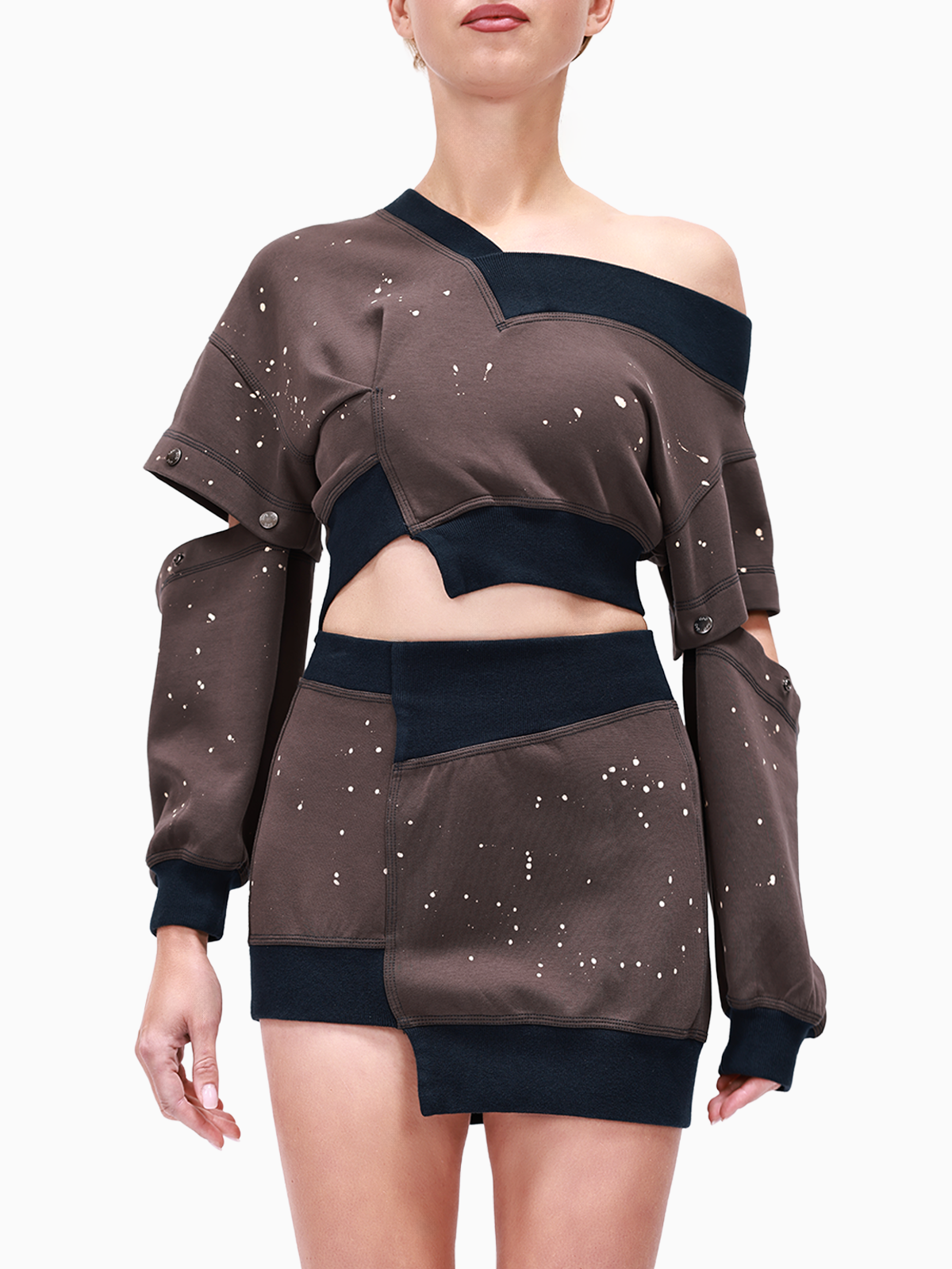 Cropped Snap Sleeve Sweatshirt