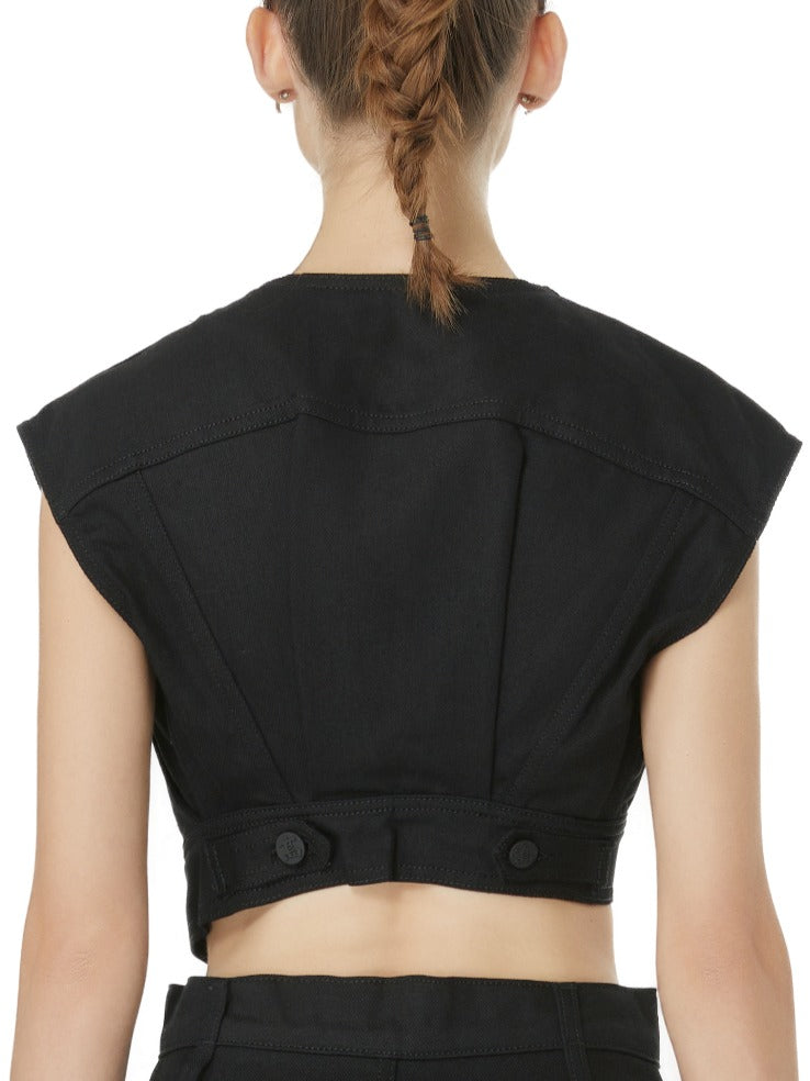 black cropped vest