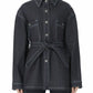 Oversized Indigo Denim Shirt Jacket with Belt