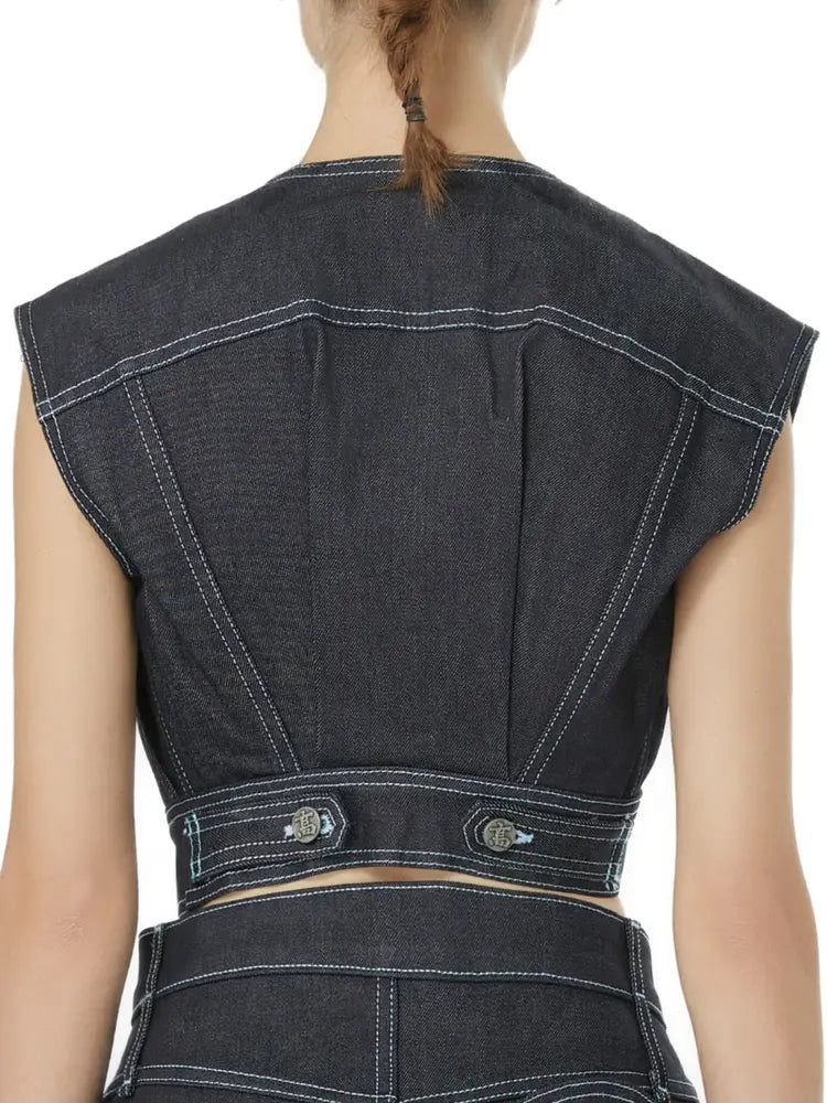 Indigo Denim Cropped Vest