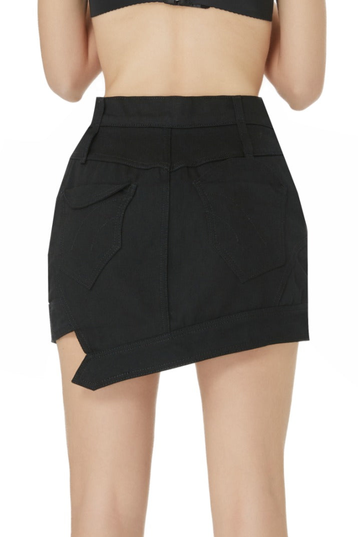 Black Denim Mini Skirt