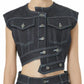 Indigo Denim Cropped Vest