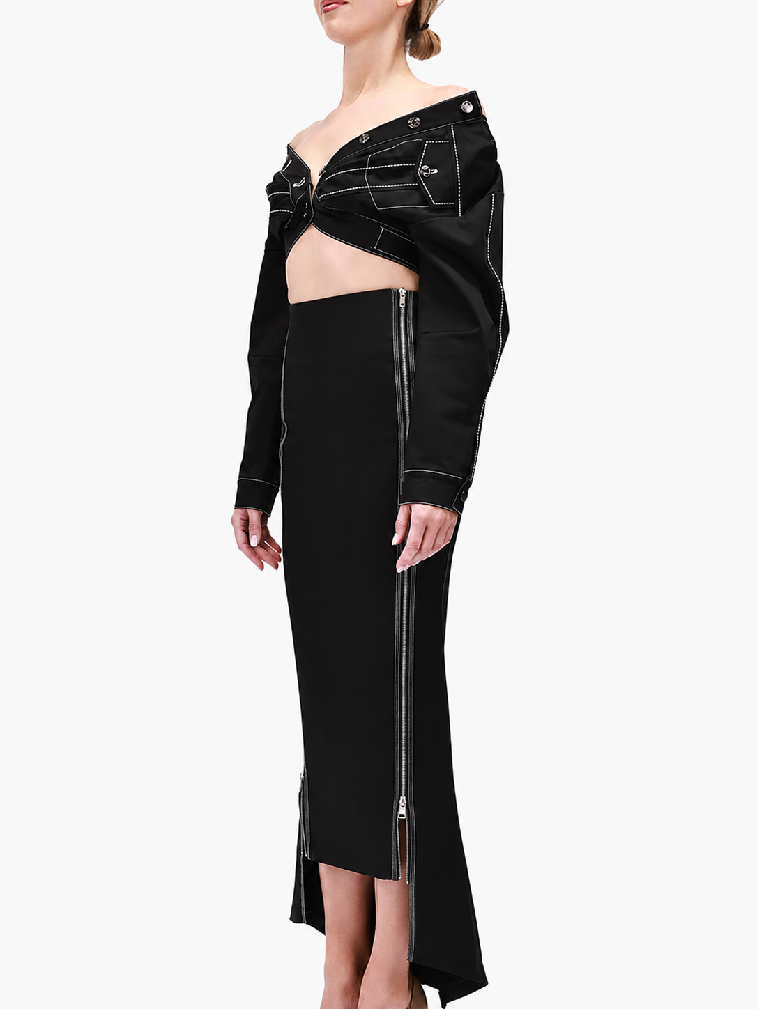 Long Zip Opera Skirt