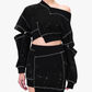 Cropped Snap Sleeve Sweatshirt