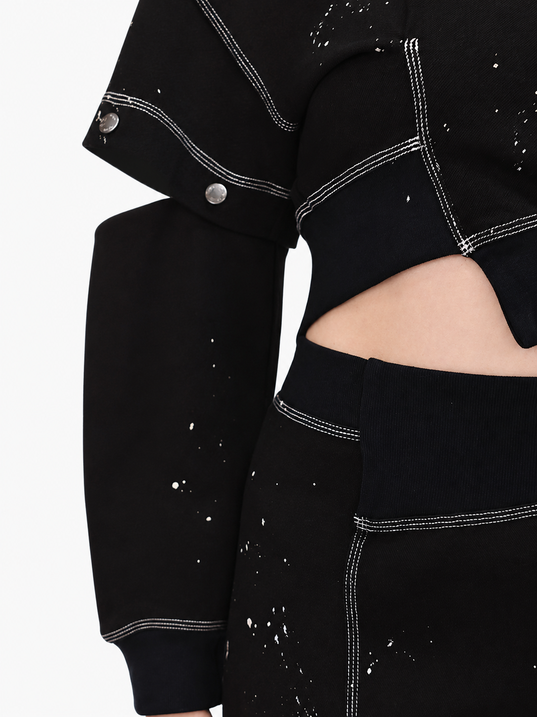 Cropped Snap Sleeve Sweatshirt
