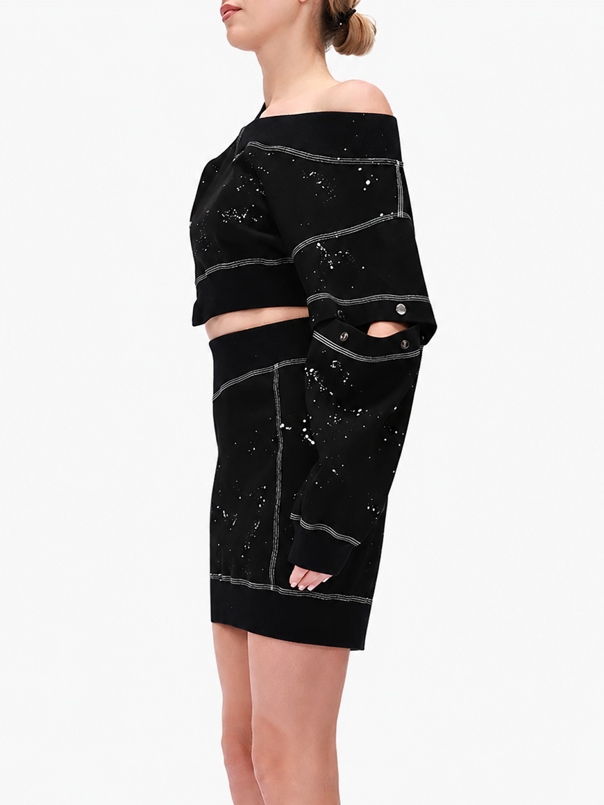 Cropped Snap Sleeve Sweatshirt