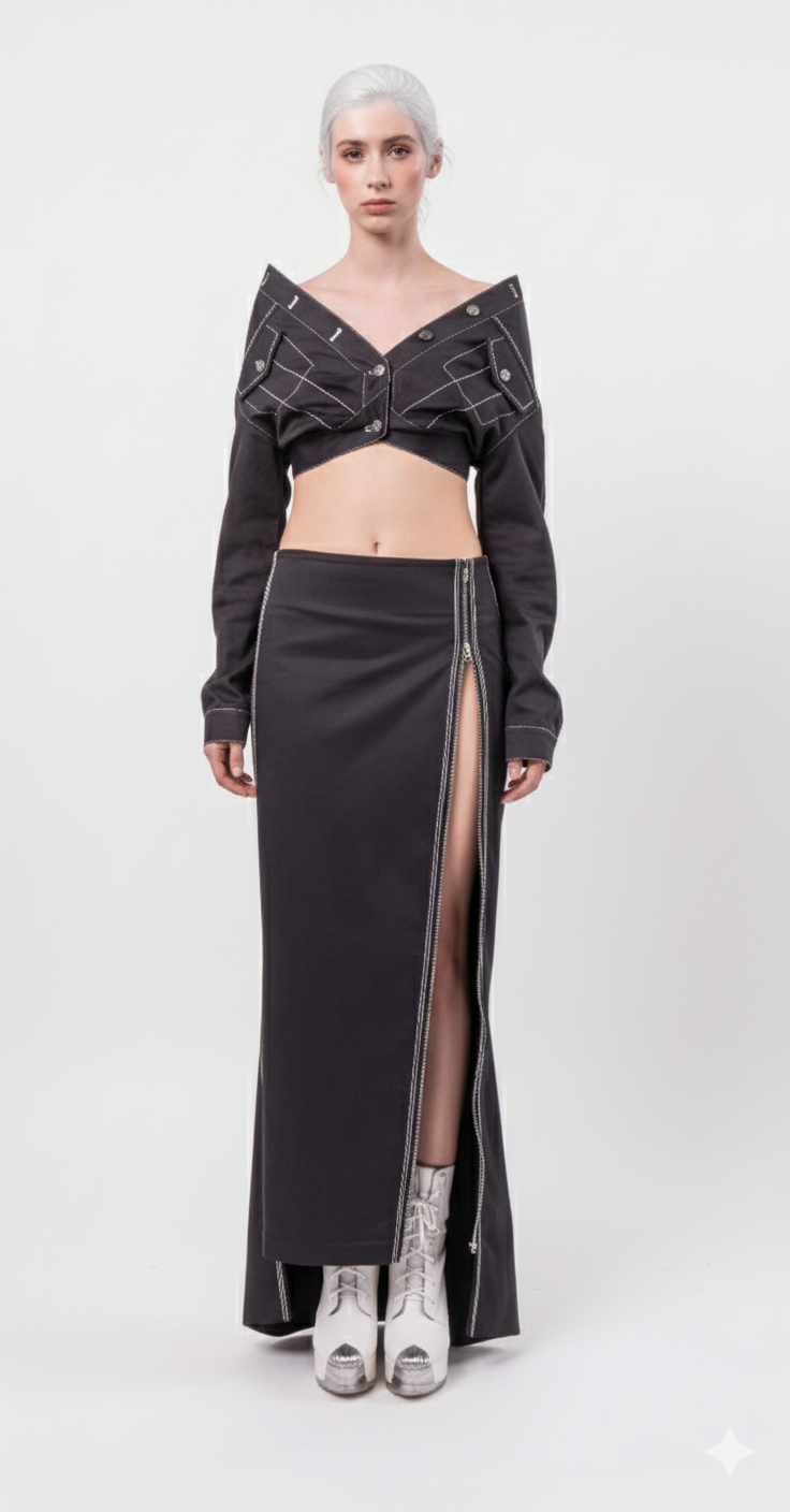 Long Zip Opera Skirt