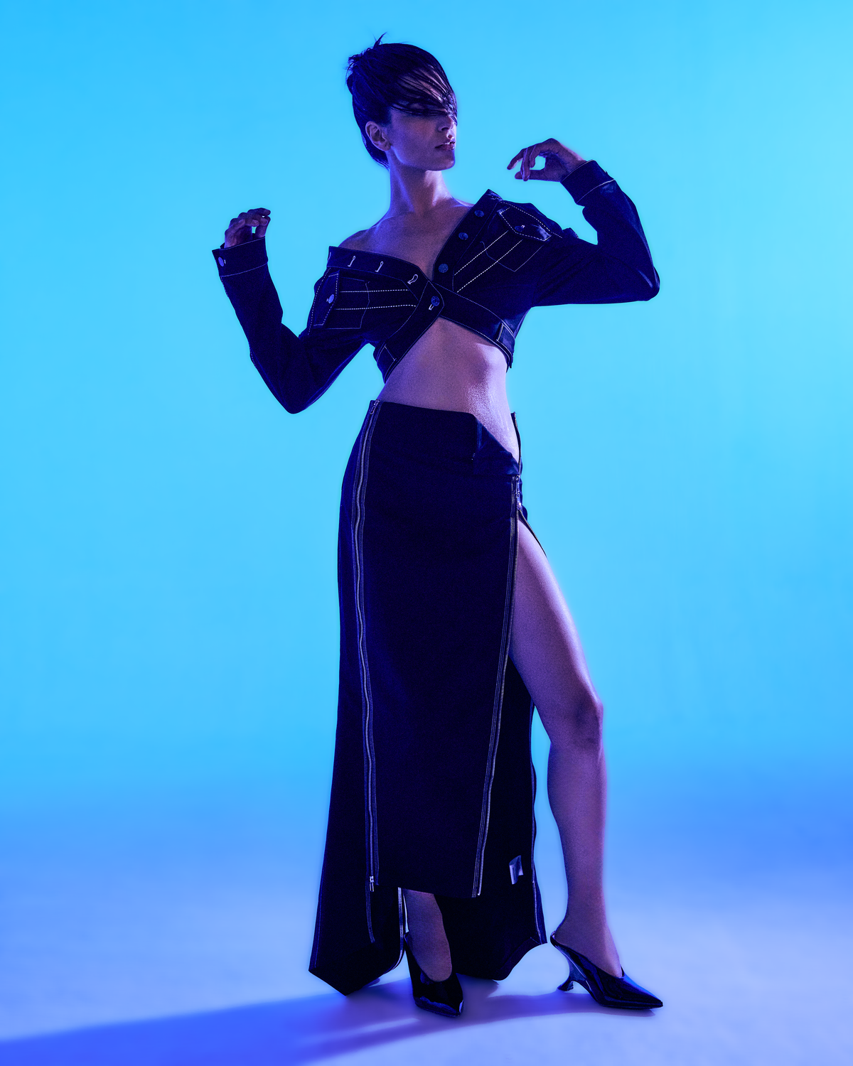 Long Zip Opera Skirt