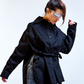 Oversized Black Denim Shirt Jacket with Belt