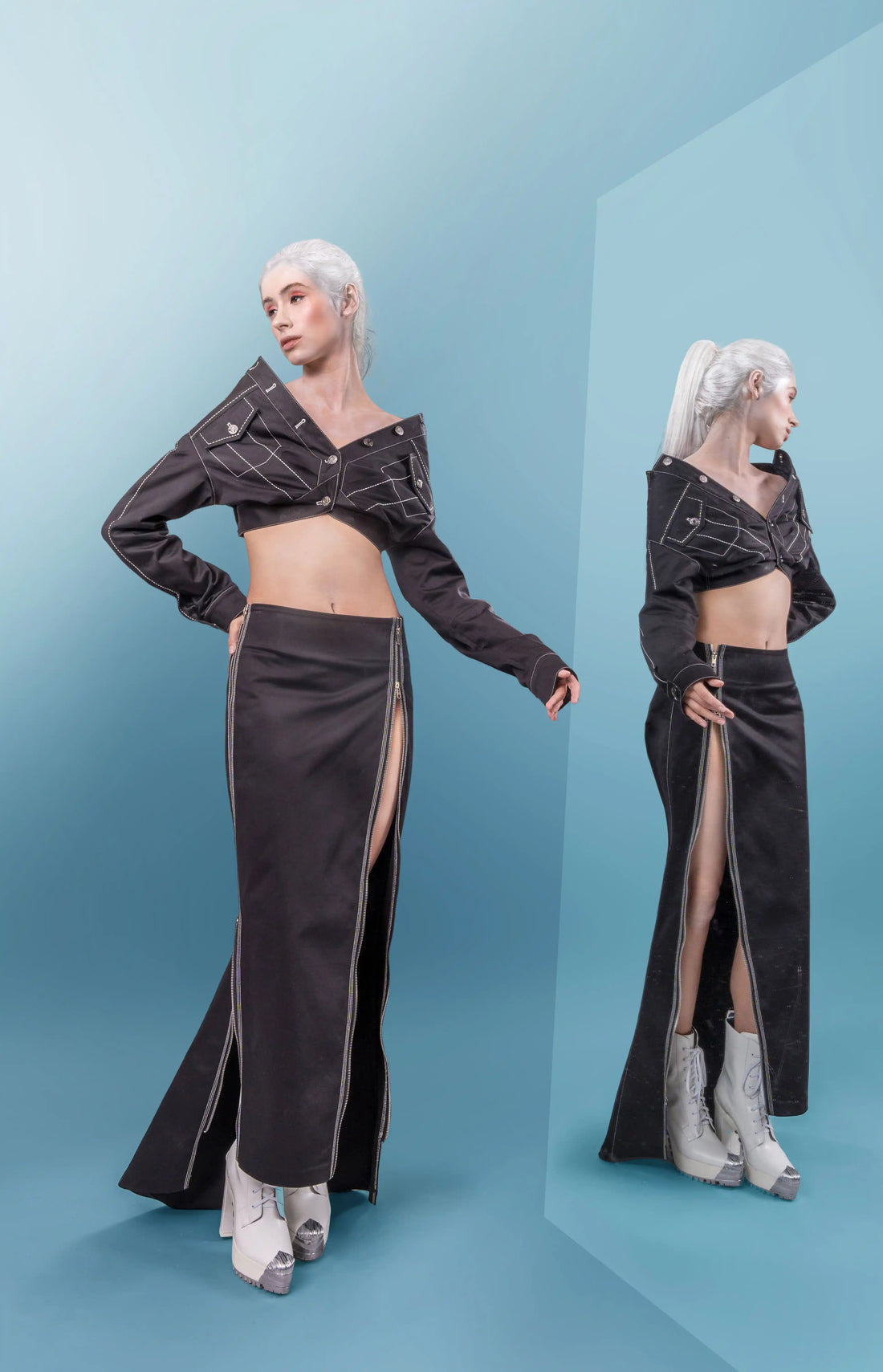 Long Zip Opera Skirt