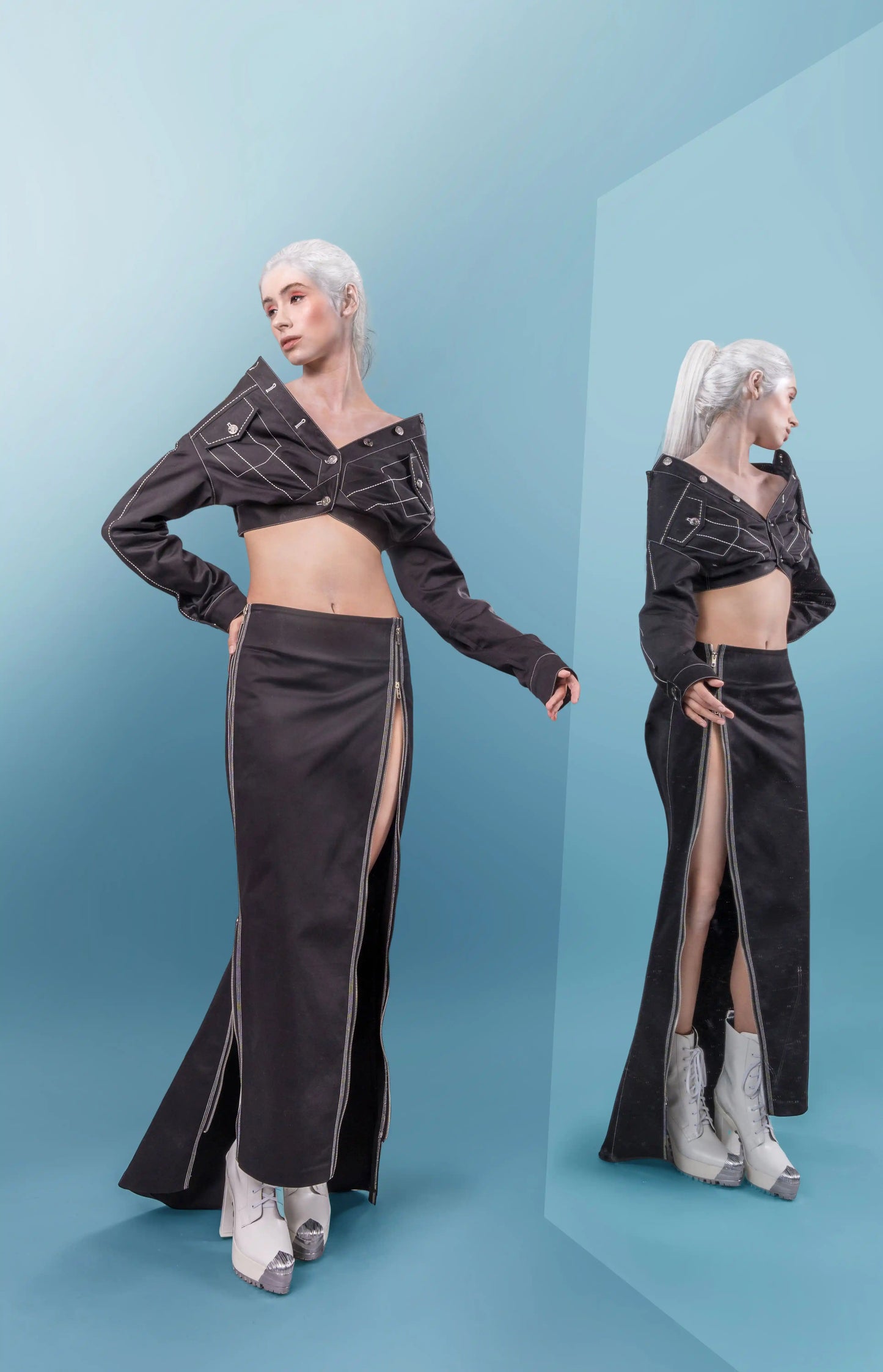 Long Zip Opera Skirt